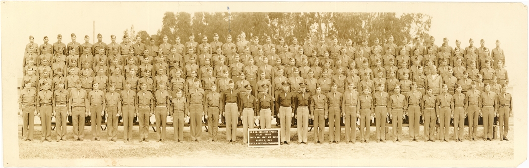 1943 Joe DiMaggio Signed Original 31.5 X 10 Panoramic Army Photograph (Beckett)